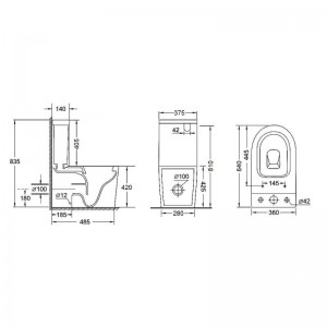 Унитаз-компакт Qtap Stork безободковый с сиденьем Soft-close QT15222178W схема