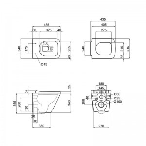 Унитаз подвесной Qtap Tern безободковый с сиденьем Soft-close QT1733052ERW схема