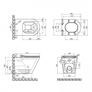 Унитаз подвесной Qtap Scorpio безободковый с сидением Soft-close QT1433053ERMB схема