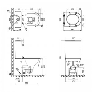 Унитаз-компакт Qtap Virgo безободковый с сиденьем Soft-close QT18222169ARW схема