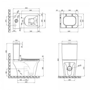 Унитаз-компакт Qtap Kalao безободковый с сиденьем Soft-close QT08221213AW схема