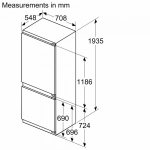 Встраиваемый холодильник Bosch KBN96VFE0 193.5x70.8x54.8 см интерьер