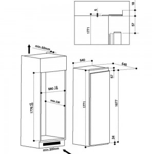 Комбинация холодильная + морозильная камера Whirlpool AFB 1840 A+ ARG 18082 A++ схема