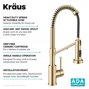 Смеситель кухонный 2 в 1 Kraus KFF-1610SFACB бронза фото