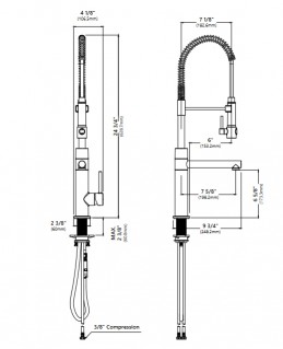 Кухонный смеситель Kraus KPF-1603BG матовое золото схема