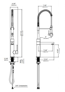 Кухонный смеситель Kraus KPF-1603BGMB брашированное золото + черный мат схема