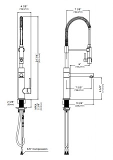 Кухонный смеситель Kraus KPF-1603SFACB бронза схема