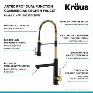 Кухонный смеситель Kraus KPF-1603SFACBMB бронза + черный мат фото