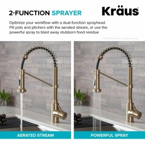 Кухонный смеситель Kraus KPF-1610SFACBMB бронза + черный мат фото