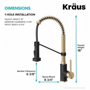 Кухонный смеситель Kraus KPF-1610SFACBMB бронза + черный мат фото
