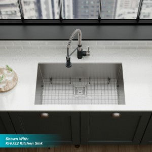 Кухонный смеситель Kraus KPF-1610SFSMB нерж сталь + черный мат фото