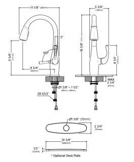 Кухонный смеситель Kraus KPF-1670MB черный матовый схема