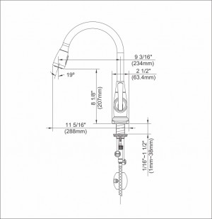 Кухонный смеситель Kraus KPF-2230ORB черный мат схема