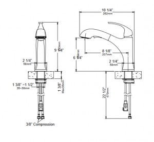 Кухонный смеситель Kraus KPF-2252MB черный матовый схема