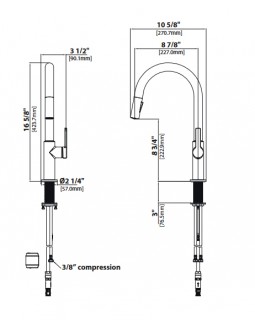 Кухонный смеситель Kraus KPF-2820BB бронза схема