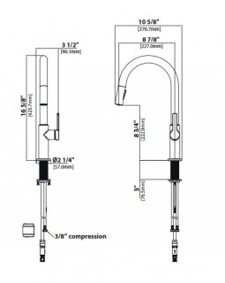 Кухонный смеситель Kraus KPF-2820MB черный матовый схема