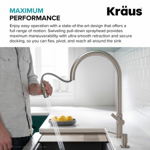 Кухонный смеситель Kraus KPF-2821MB черный матовый фото