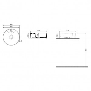 Умывальник на столешницу Quarter Bath Round Line 42 см белый 70RO23142