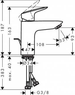 Змішувач Hansgrohe Logis 100 для умивальника Matt Black 71100670