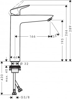 Змішувач Hansgrohe Logis 190 для умивальника без донного клапана Matt Black 71091670