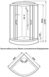 Гидромассажный бокс KO&PO 127 F 90 схема