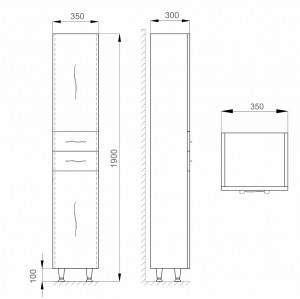 Пенал Sanwerk MINDAL 35 белый R (MV0000431) схема