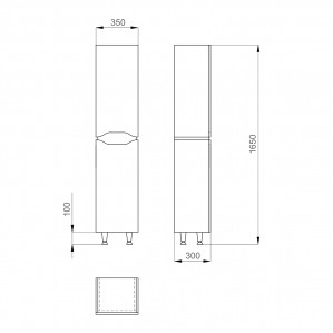 Пенал Sanwerk SIMPLI 35 белый R (MV0000734) схема