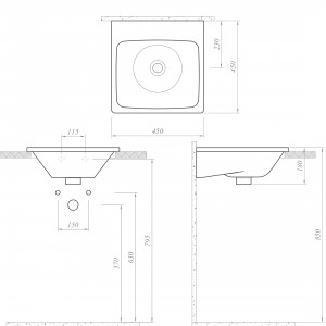 Умывальник Kale IDEA 2.0 45x45 (UV0000159) схема