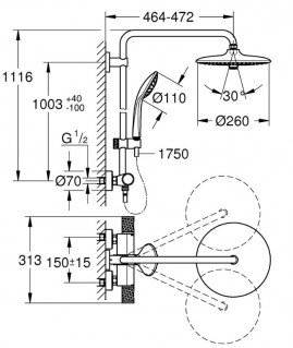 Душевая система Grohe Euphoria 27296003 схема