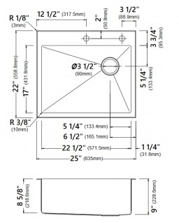 Кухонная мойка Kraus KHT411-25 двойной монтаж схема