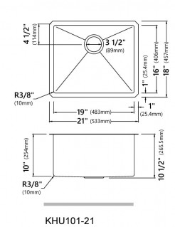 Кухонная мойка Kraus KHU101-21 под столешницу схема