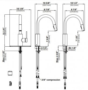 Смеситель кухонный Kraus KPF-2620MB черный матовый схема