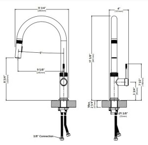 Смеситель кухонный Kraus KPF-2654MB черный матовый схема