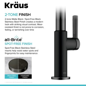 Смеситель кухонный Kraus KPF-2820MBSFSB черный матовый + нерж сталь фото