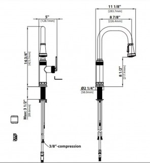 Смеситель кухонный Kraus KPF-4102MB черный матовый схема