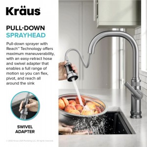 Смеситель кухонный Kraus KPF-4102SFS нержавеющая сталь фото