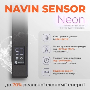 Полотенцесушитель электрический Navin Levante 450х1400 Sensor таймер черный муар фото