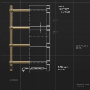 Полотенцесушитель электрический Navin Retro 500х800 Sensor таймер бронза фото