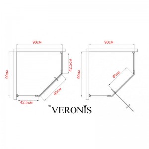 Душевая кабина Veronis KN-16-00 с поддоном 90х90х204 см схема