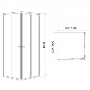 Душевая кабина RJ VELUM 90*90*180см квадратная стекло 4мм без поддона 90RZ082 схема