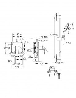 Душевая система скрытого монтажа Grohe Cubeo 1053350000 хром