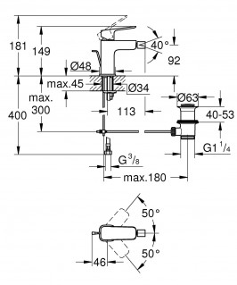 Смеситель для биде Grohe Cubeo S-Size 1018102430 черный мат