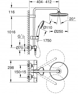 Душевая система Grohe Tempesta Cosmopolitan System 250 266702431 черный мат
