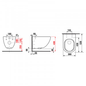 Унитаз подвесной JIKA MIO RIMLESS с крышкой  (H8207140000001+H891716000) 
схема