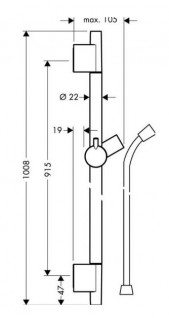 Душевая штанга Hansgrohe Unica S Pura 90 см со шлангом 160 см белый матовый 28631700