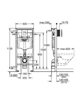 Инсталляция Grohe Rapid SL 38772001 клавиша хром с подвесным унитазом AXA Glomp