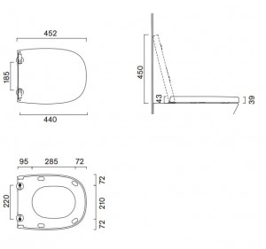 Унитаз подвесной Catalano ALVEA 53 0611530001+0651100001 Rimless с сиденьем схема