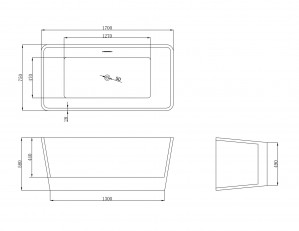 Ванна отдельностоящая Insana Mia WB 170 x 75 x 58 см А0058047 схема