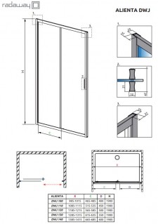Душові двері Radaway Alienta Chrome DWJ 1100х1900 прозоре скло 10260110-01-01 схема