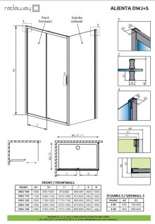 Бокова стінка Radaway Alienta Black S 900х1900 прозоре скло 10270090-54-01